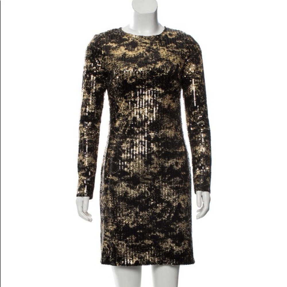 Adam Lippes Gold & Black Splatter Sequin Dress